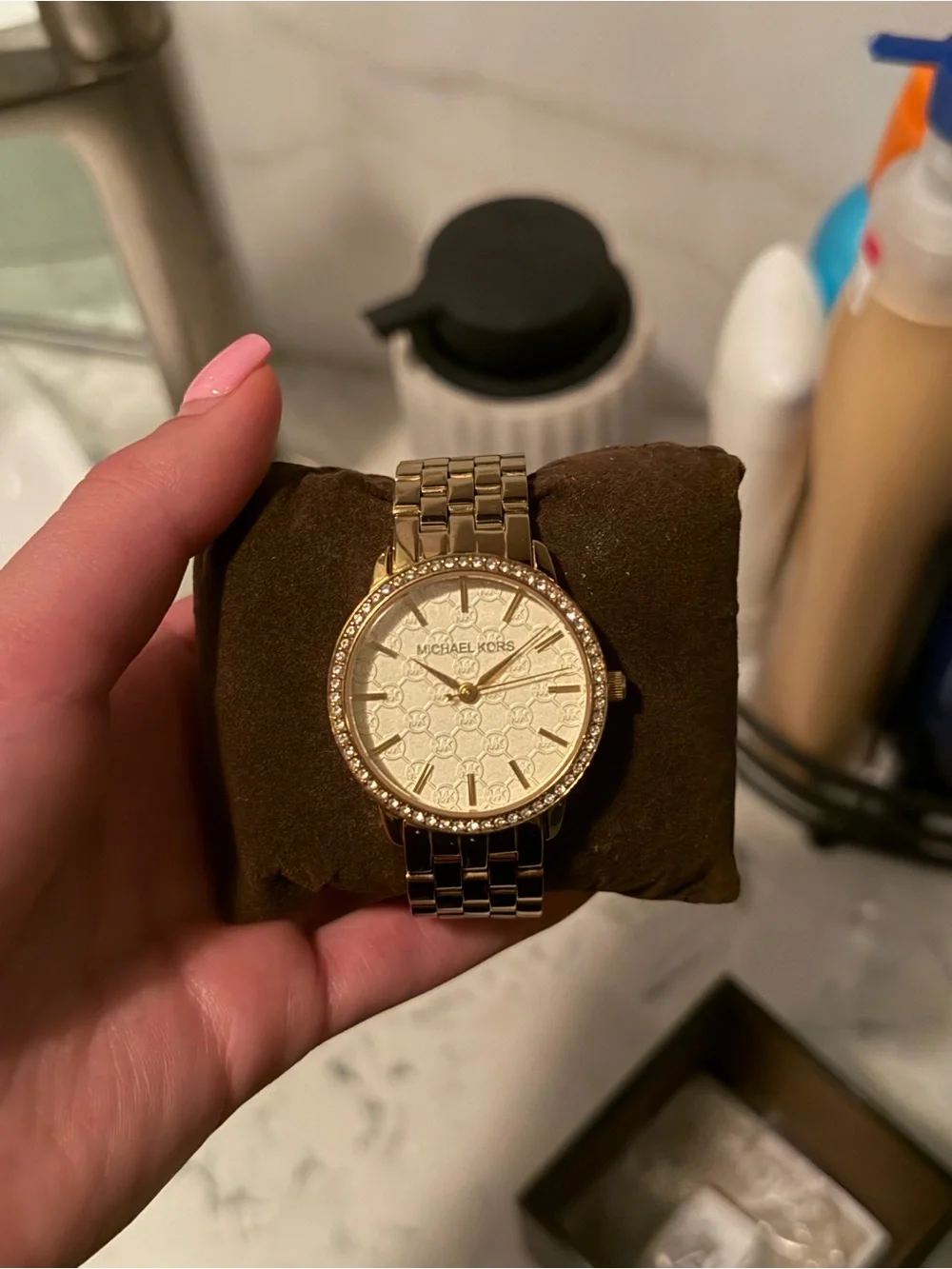 Michael Kors Gold-Tone Pavé Accent Bracelet Watch